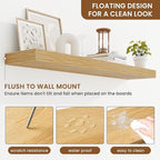 fuqing Floating Shelves for Wall, Bathroom Shelf Wall Mounted for Storage, Shelves with Invisible Bracket for Bedroom, Kitchen, Living Room, Farmhouse Small Book Shelf, 40 Inch Set of 2, Oak