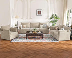 135.5" Oversized Modular Sectional Sofa, L Shaped Convertible Couch with Movable Ottoman, Large 6 Seat Corner Couches for Living Room Deep Seat Beige Chenille