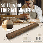 48x8x3 Fireplace Mantel - Handcrafted Hollow Rustic Solid Wood Wall Mounted Floating Shelf with Invisible Heavy Duty Wood Bracket (Weathered Brown)