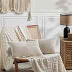 Fancy Homi 2 Packs Neutral Taupe Lumbar Decorative Throw Pillow Covers 12x20 Inch for Living Room Couch Bed Sofa, Farmhouse Home Decor, Soft Striped Corduroy Rectangle Accent Cushion Case 30x50 cm