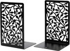 CNK Book Ends for Shelves - Metal Holders for Home Office Heavy Books, Shelf Stoppers, Decorative Set of 2 Black Infinite Leaves Bookends