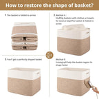 OIAHOMY 13 Kallax Inch Cube Storage Bins, 3-Pack Cotton Rope Woven Baskets for Organizing, Kallax Insert Storage Baskets for Shelves, Baby Nursery, Closet Organizer, 15*13*12.6IN, Brown & White