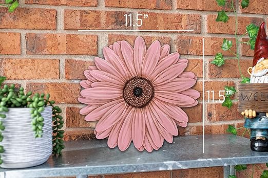 NAT & Jules Gerbera Daisy Flower Shaped Dimensional Indoor Outdoor 12 inch Cast Resin Decorative Garden Stepping Stone, Patio, Walkway Sculpture Yard Art, Pink