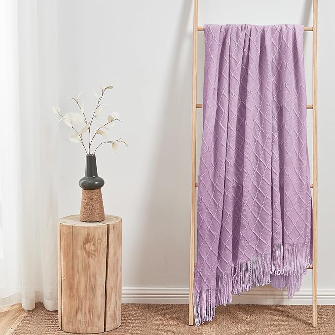 inhand Knitted Throw Blanket for Couch and Bed, Soft Living Room Home Decor Knitted Blanket with Tassel, Outdoor Lightweight Breathable Summer Blanket, Farmhouse Warm Woven Decorative, 50"x60"
