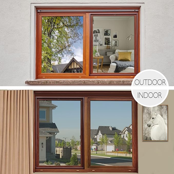 HIDBEA One Way Mirror Window Film Daytime Privacy, Reflective Window Tint for Home, Heat Control UV Blocking, Non-Adhesive Self Static Cling Window Sticker (Silver, 23.6 Inch × 6.5 Feet)