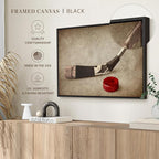 Elephant Stock Vintage Ice Hockey Wall Art - Horizontal Framed Canvas - 1-Piece Hallway Wall Decor - Photography Sports Canvas Print - Brown and Beige Decor for Wall - 43" X 29"
