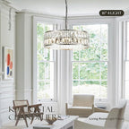 16” 4-Light Modern Crystal Chandeliers Nickel Dinning Room Light Fixture, Round Pendant Light Kitchen Island Chandelier, Flush Mount Ceiling Light for Living Room Entryway Bedroom Foyer