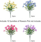 Artificial Flowers for Outdoors Fake Plants Outside Decoration, 12 Bundles Silk Colorful Morning Glory with Eucalyptus UV Resistant Realistic Faux Flowers for Planter Porch Patio Yard Indoor