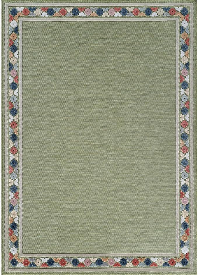 Beverly Rug Outdoor Rug 8x10 Modern Bordered Area Rugs for Indoor and Outdoor Patio Easy to Clean Non Shedding Living Room Porch Garden Washable Outside Carpet (8 x 10 Green)