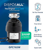 GE GFC765W Disposer, Black