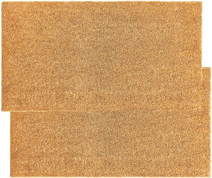 KANKUN Coco Coir Door Mat with Heavy Duty Backing, Welcome Doormat (17" x 30"), Doormat Entrance Anti Shedding (Plain - 2Pack)