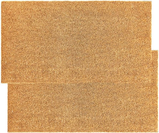 KANKUN Coco Coir Door Mat with Heavy Duty Backing, Welcome Doormat (17" x 30"), Doormat Entrance Anti Shedding (Plain - 2Pack)