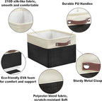 SIMPLE HOUSEWARE Large Fabric Storage Bin, 15" x 11" with Leather Like Handles, 3 Pack, Black