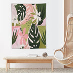 ICMOLYYENLO Tropical Green Plant Tapestry, Green Palm Leaves Natural Landscape Print Wall Tapestry for Bedroom Living Room Dormitory 60x80 Inch