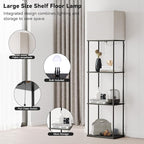 SUNMORY Large Size Floor Lamp with Shelves, 4-Tier Modern Standing Lamp with 3 Color Temperature Bulb, Tall Floor Lamp with Shelf, Corner Display Bookshelf Lamps for Living Room, Bedroom, Office