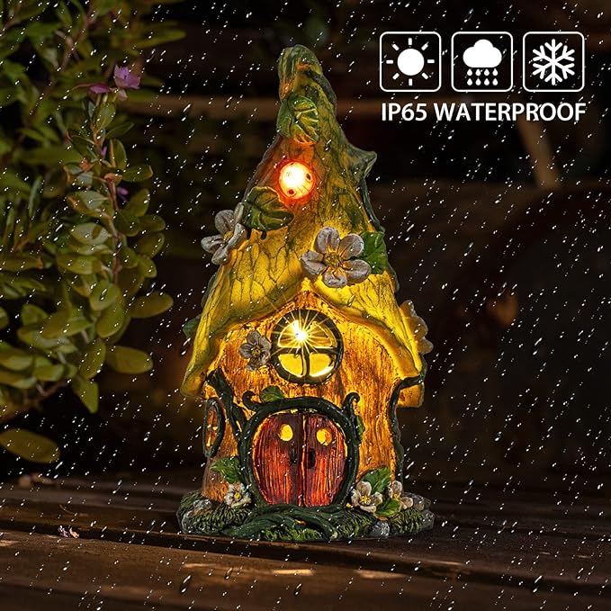 Garden Decor Outdoor Solar Statues, 9.4Inch Resin Fairy Garden Solar Lights Birthday Gifts for Women Yard Decorations, Gardening Gifts for Patio, Balcony, Porch Decor