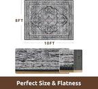 AMOAMI-Area Rug 8X10 Rugs for Living Room-Vintage Soft Black Rugs for Bedroom-Non Slip Carpet-Washable Rug for Dining Room Living Room Bedroom Office Under Table Dark Grey & Black