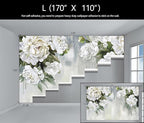 Vintage Floral Wallpaper Bedroom Hand-Painted White Peonies Flowers Wall Mural Children's Room (Not Peel and Stick)