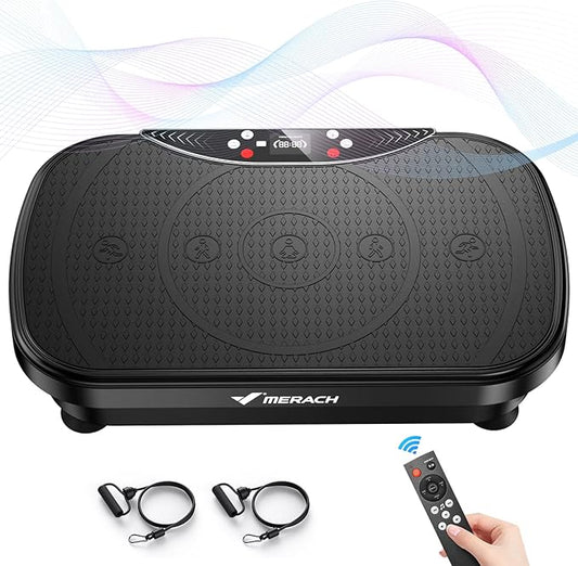 MERACH Vibration Plate Exercise Machine, Vibration Plate for Lymphatic Drainage Weight Loss, Vibrating Plate Exercise Machine with Bluetooth and LED Display, Workout Equipment for Women Men Home
