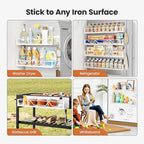 16.9 Inch Wide Large Capacity Magnetic Spice Rack for Refrigerator, 4 Pack Metal Fridge Shelf, White