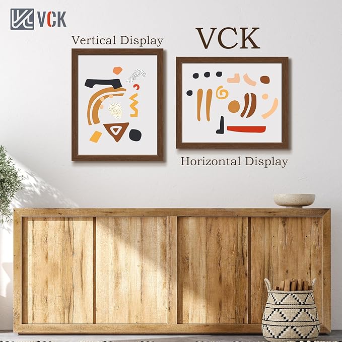 VCK 16x20 Picture Frames for Wall 3 Pack, Brown Wood Poster Frame with Exclusive Wood Grain, Wall Mounting Hanging