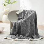 Snuggle Sac Heather Black Throw Blanket for Couch, Reversible Super Soft Micorfiber Blankets Dupes Warm Cozy Knit Fuzzy Plush Throws for Sofa, Bed, Heather Black, 50x60 inches