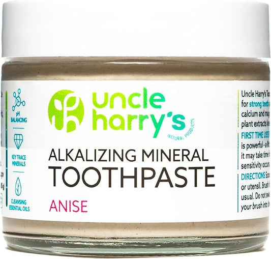 Uncle Harry's Anise Remineralizing Toothpaste | Natural Whitening Tooth Paste Freshens Breath & Promotes Enamel | Vegan Fluoride Free Toothpaste