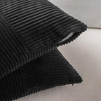 Fancy Homi 2 Packs Black Lumbar Decorative Throw Pillow Covers 14x24 Inch for Couch Bed Sofa, Rustic Farmhouse Boho Home Decor, Soft Striped Corduroy Rectangle Accent Cushion Case 35x60 cm