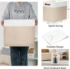 DULLEMELO Large Storage Baskets for Organizing, Canvas Storage Bins Big Baskets With Handles for Shelf Clothes Empty Gift Basket (White&Khaki)