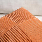 Fancy Homi 2 Packs Burnt Orange Big Decorative Throw Pillow Covers 24x24 Inch for Living Room Couch Bed, Farmhouse Boho Home Decor, Soft Corss Corduroy Patchwork Accent Square Cushion Case 60x60 cm