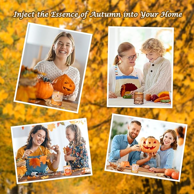 Apple Pie Fall Candles for Home Scented Halloween Easter Thanksgiving 40 Hours Burning 9oz Scented Candle, Aromatherapy Birthday Soy Candles Gift for Women Men