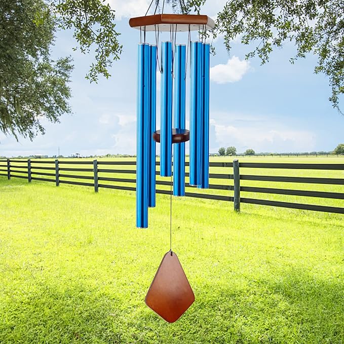 Wind Chimes for Outside, Windchime Outdoor with 6 Tuned Tubes, Elegant Chime for Garden Patio Decoration, Blue