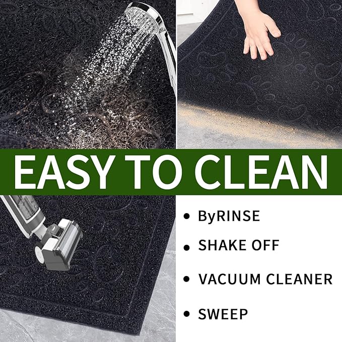 Door Mat Home Welcome Mats Outdoor and Indoor, Heavy-Duty Low-Profile Non-Slip Front Welcome Mat for Home Entrance, Outside Entry, Yard, Floor, Patio (Black, 36x24)