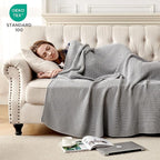 Joydeco Chunky Cable Knit Throw Blanket, Lightweight 100% Cotton Soft Cozy Throw Twin Blanket for Couch Bed and Sofa, Rustic Breathable Farmhouse Blanket Gift for Women Men(Grey, 60"x80")