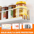 Spice Rack Wall Mounted 3 Pack, Space-Saving Spice Organizer for Spice Jars and Seasonings,Screw or Adhesive Hanging Spice Rack Organizer for Your Kitchen Cabinet,or Pantry Door White