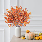 Sggvecsy 15 Pcs Babys Breath Artificial Flowers Gypsophila Bouquets Bulk Real Touch Fake Silk Flowers for Home DIY Floral Arrangement Table Centerpiece Fall Autumn Decoration (Fall Orange)