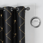 Grommets Blackout Long Window Curtains Black Gold-52W*84L 2PCS Drapes for Bedroom