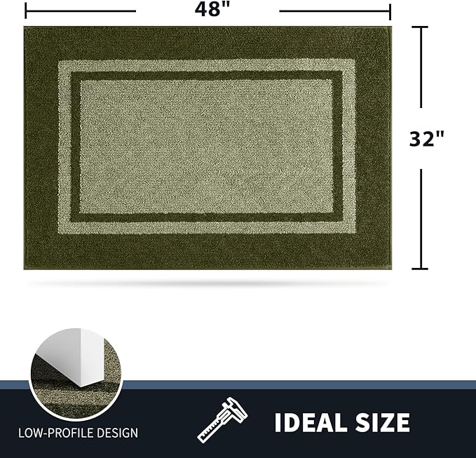 PURRUGS Dirt Trapping Door Mat 32" x 48", Non-Slip/Skid Machine Washable Entryway Rug, Shoes Scraper, Area Rug, Super Absorbent Welcome Mat for Muddy Wet Shoes and Paws, Budding Green & Sage Green