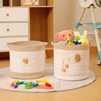 INough Toy Storage Baskets Woven Cotton Rope Storage Basket for Kids, Blanket Baskets for Living Room Toys Organizer with Embroidery Decor, Cute Baskets with Handle for Nursery, Playroom (Giraffe)