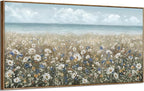 amatop Oversized Wall Art for Living Room Extra Large Farmhouse Boho Framed Beach Coastal Vintage Ocean Floral Canvas Print Daisy Flowers Sea Wall Picture Neutral Nautical Artwork Bedroom Office Decor