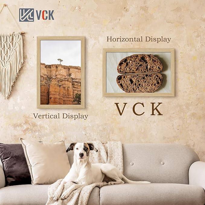 VCK 14x22 Picture Frame Set of 3 - Oak, Natural Solid Wood Poster Frames, Wall Gallery Frame