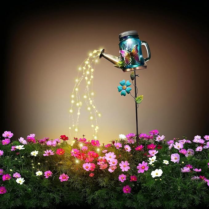 Solar Watering Can Light, Yard Outdoor Decor Lights, IP65 Waterproof, Hanging Butterfly Garden Light, Outside Garden Flower Bed Decor, Women Gift, Birthday Gifts