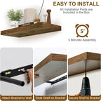 Floating Shelves, 8 Inch Deep Floating Shelves, 24"W x 8"D Wall Shelves Set of 2, Rustic Wood Floating Shelf for Home Decor, Deep Storage Shelves for Kitchen, Bedroom, Living Room, Rustic Brown