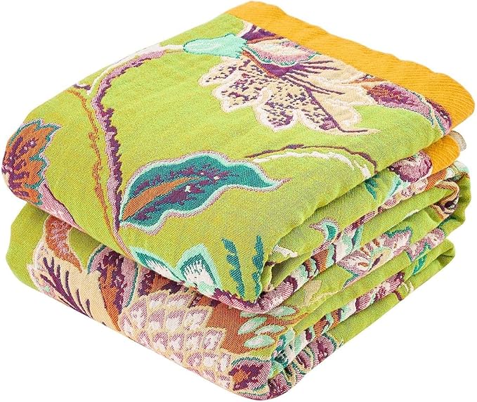 Fall Throw Blanket, 100% Cotton Soft Rustic Boho Throw Blanket for Bed, 60"x80" Farmhouse Decor Bed Flower Blankets, Light Weight Reversible Bohemian Throw Quilt