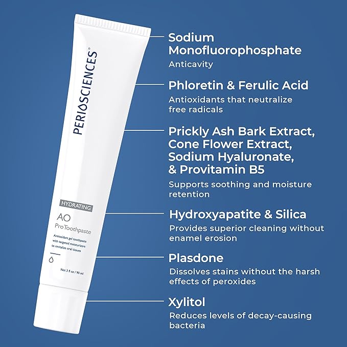 PerioSciences AO ProToothpaste Hydrating with Nano Hydroxyapatite, Remineralizing, 3 fl oz / 90ml