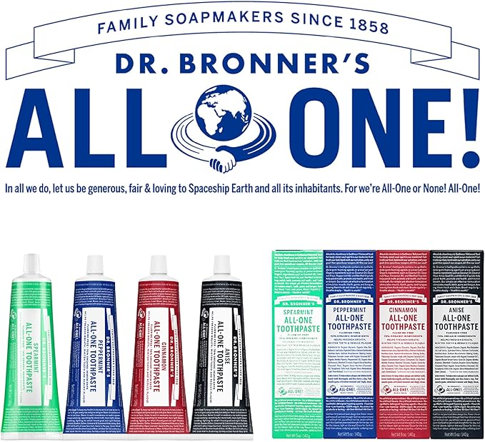 Dr. Bronner’s - All-One Toothpaste (Spearmint, 5 Ounce, 3-Pack)