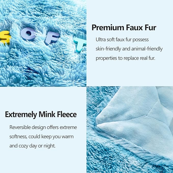 GONAAP Fuzzy Faux Fur Throw Blanket Tie-dye Ocean Blue Super Soft Cozy Plush Fuzzy Shaggy Blanket for Couch Sofa Bed (Tie-dye Ocean Blue, Throw(50"x60"))