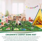 Kids Carpet Playmat Rug 6 x 9 ft Player Car Rug, City Life Traffic Road Map Mat Educational Game Area Mat for Toddler Children Playroom Classroom Bedroom(Green)