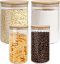 Glass Storage Jars Set Elegant Containers with Airtight Bamboo Lids, Perfect for Kitchen Organization - Flour, Rice, Pasta, Sugar, Coffee Beans (2 packs(37oz) / 2 packs(111oz))