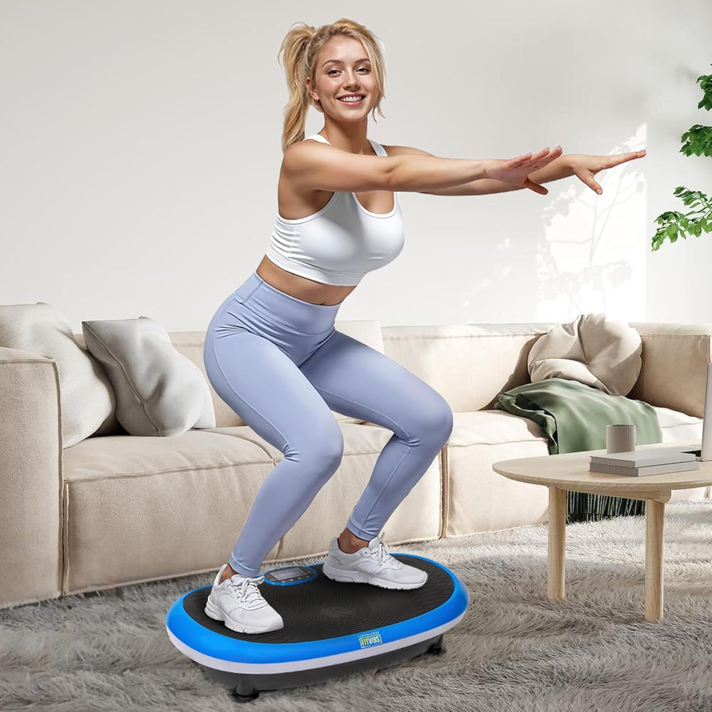 Vibration Plate Exercise Machine Workout Vibration Fitness Platform with Resistance Loops and Resistance Band, 2D, 3D or 4D